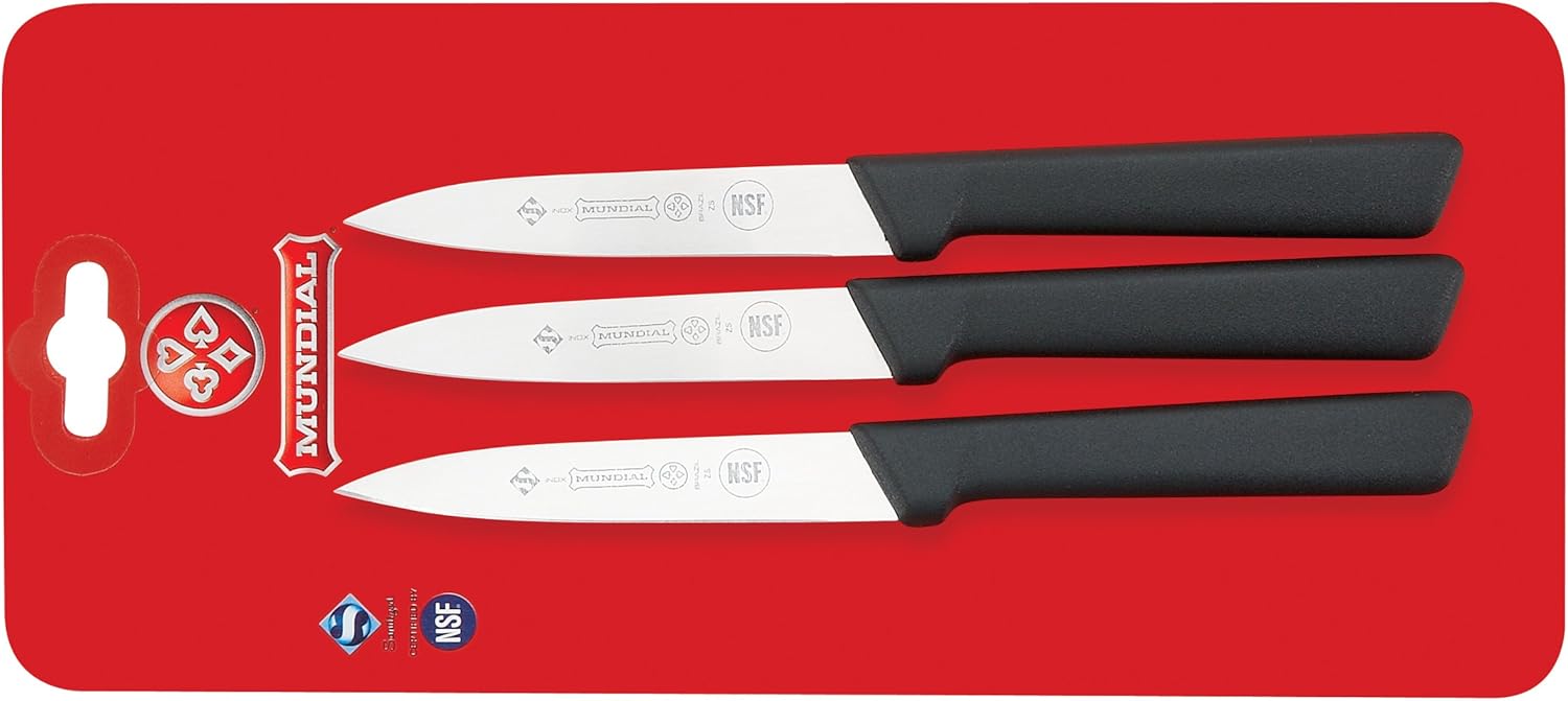Mundial SC0547-4 4-Inch Spear Point Paring Knife Collection, Set of 3, Black