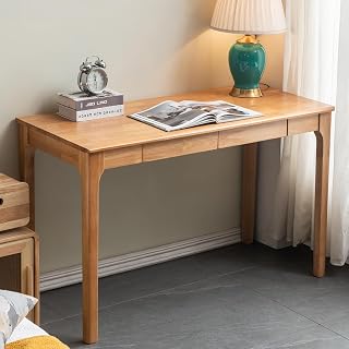 Solid Wood Desk, Gaming Study Home Office Desks for Work, Student PC Desk for Bedroom, Small Computer Desk for Small Spaces, Easy to Assemble (Wood Color, 39inch)