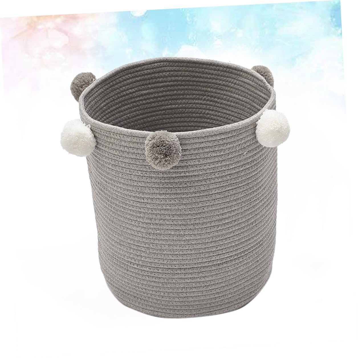 Cesto Portabiancheria Grande Capacità Rotondo in Corda di Cotone con Decorativo Design per Casa e Dormitorio