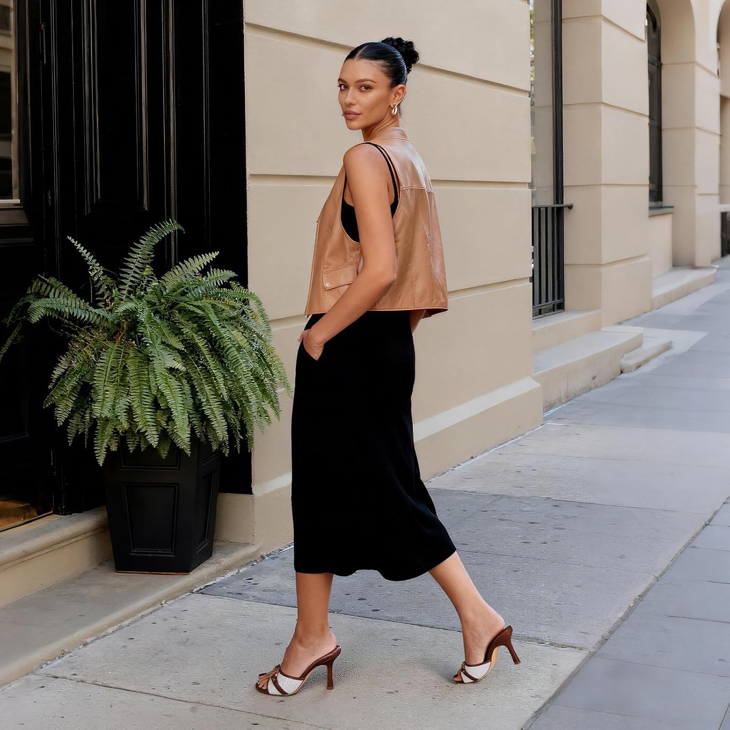 AOSPHIRAYLIAN High Heels Mules for Women Open Toe Slip on Stiletto Heels for Women Round Toe Heeled Mule Sandals Comfortable Peep Toe Sandals Women Wedding Party Summer Dress Shoes - Image 3