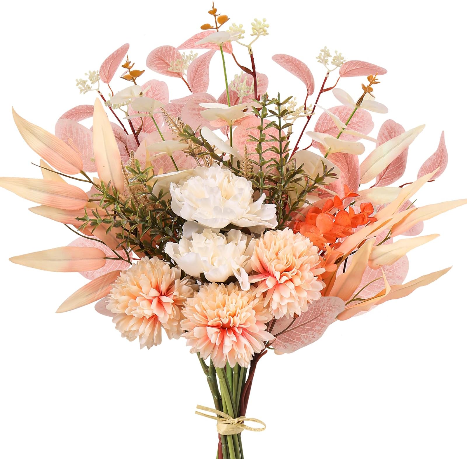 INSUNSIX Fake Flowers Bouquet for Decorations Coral Boho