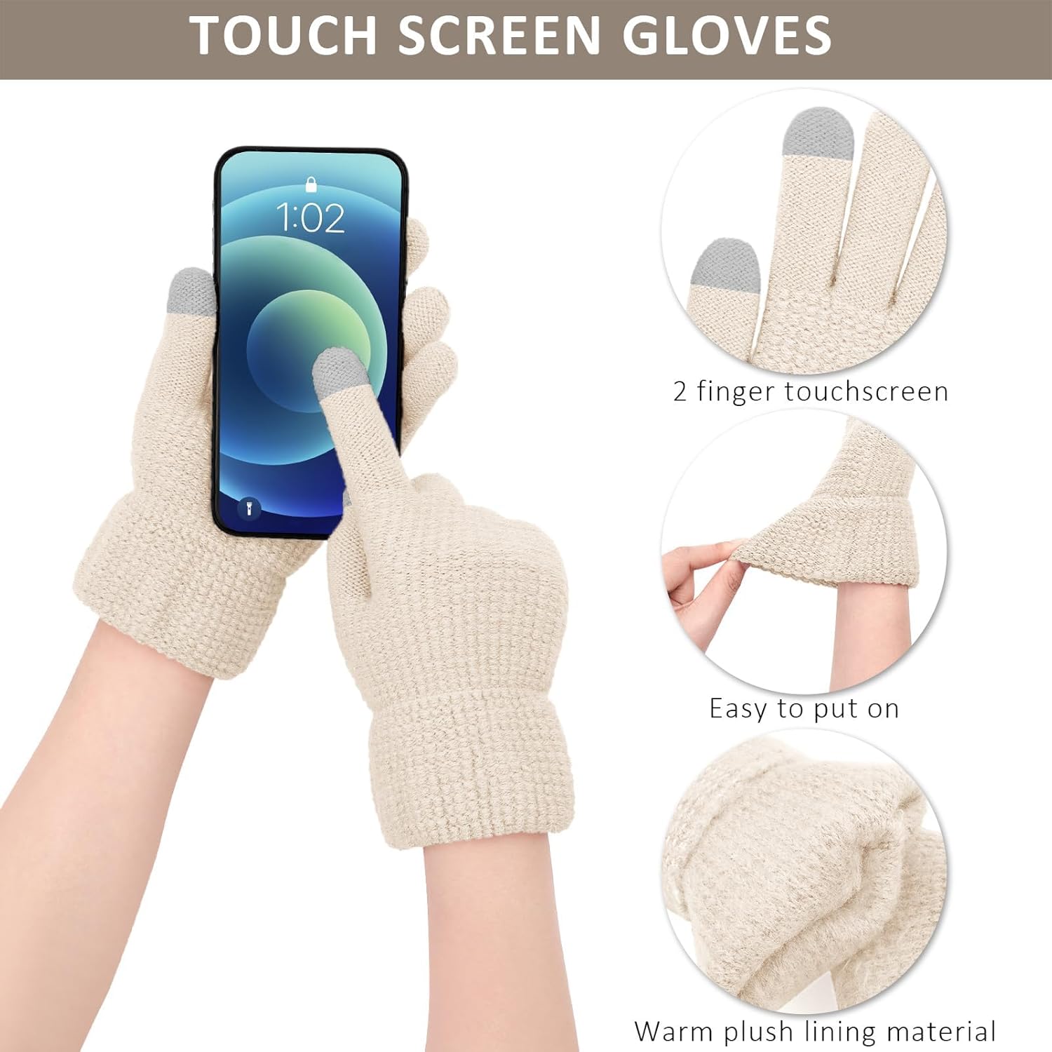 Aneco Winter Warm Knitted Scarf Beanie Hat and Gloves Set Men & Women's Soft Stretch Hat Scarf and Mitten Set - Image 3