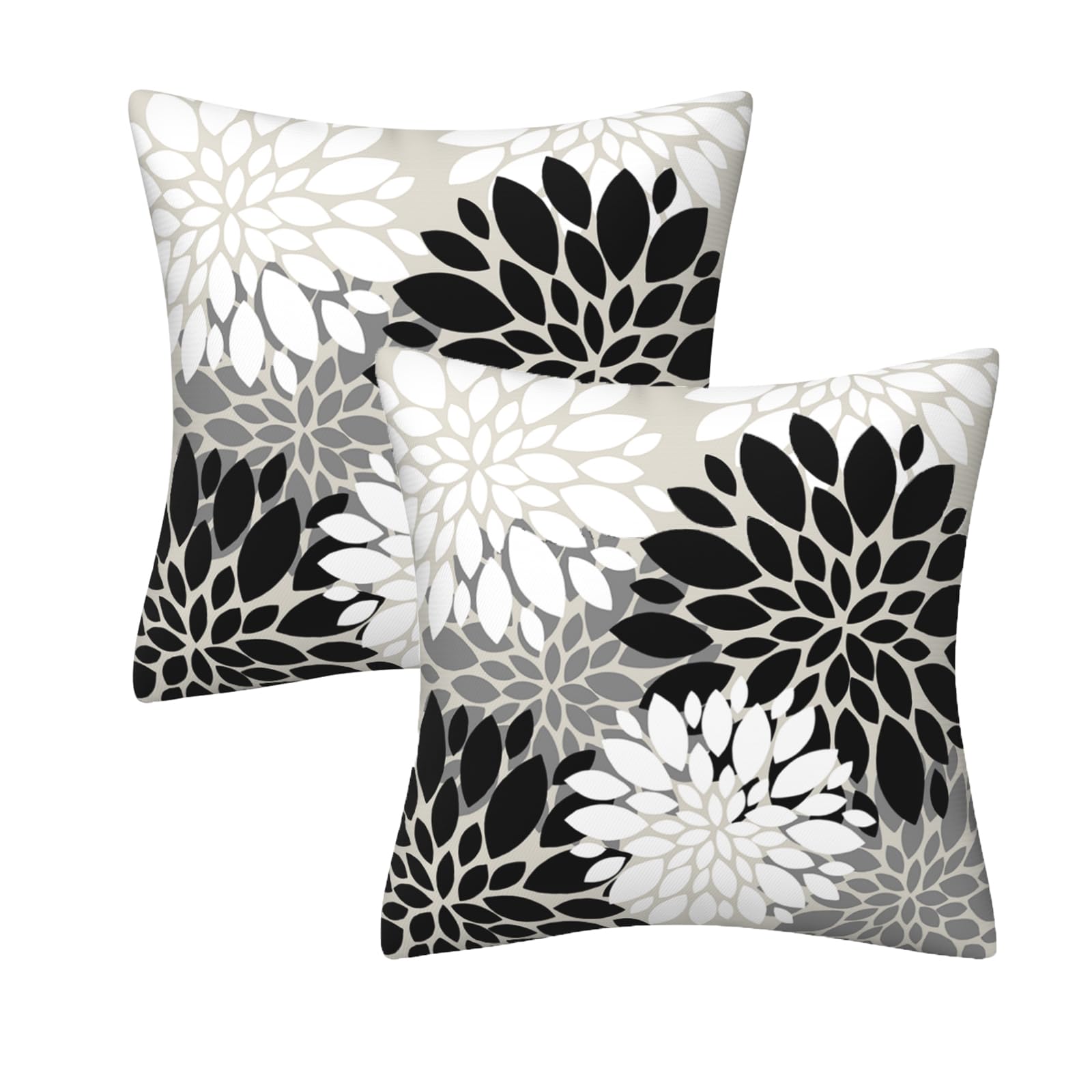 AHAHM Grey Black White Dahlia Floral Throw Pillows Farmhouse Decorative Throw Pillow Case Indoor Outdoor Cushion Cover Spring Summer Pillowcase for