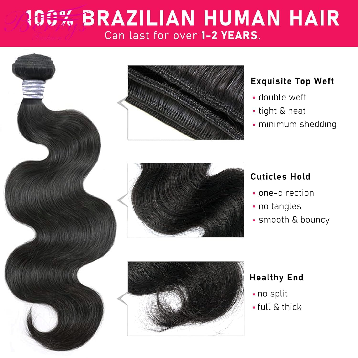 Human Hair Bundles, 9A Brazilian Virgin Human Hair for Black Women, Body Wave Straight, Double Weft, Natural Black, 1 Bundle / 3 Bundles 10 12 14 16 18 20 22 24 26 28 inch