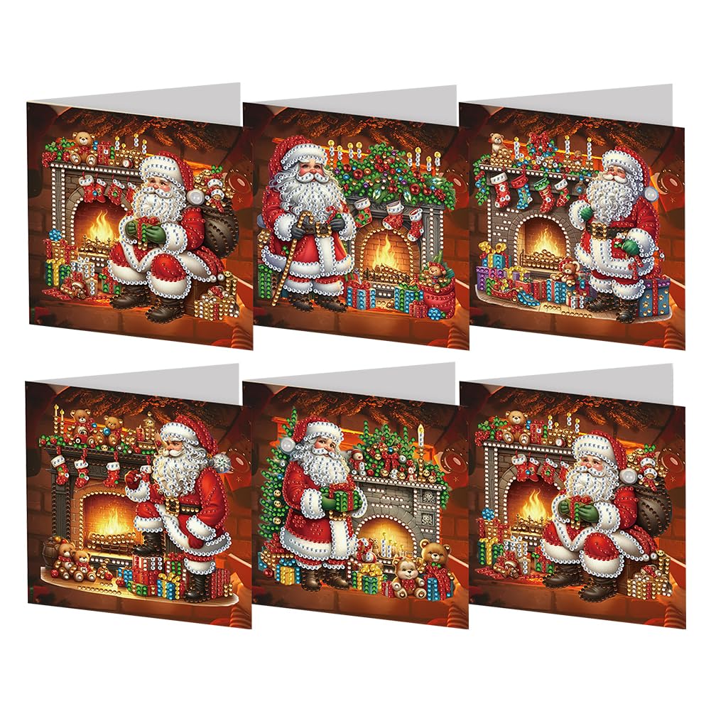 AMZGSHOP 6Pcs Diamond Painting Greeting Card Set, DIY Diamond Art Painting Cards, Rhinestone Diamond Art Mosaic Postcards for Family Friends Gift, Mosaic Handmade Creative Postcards
