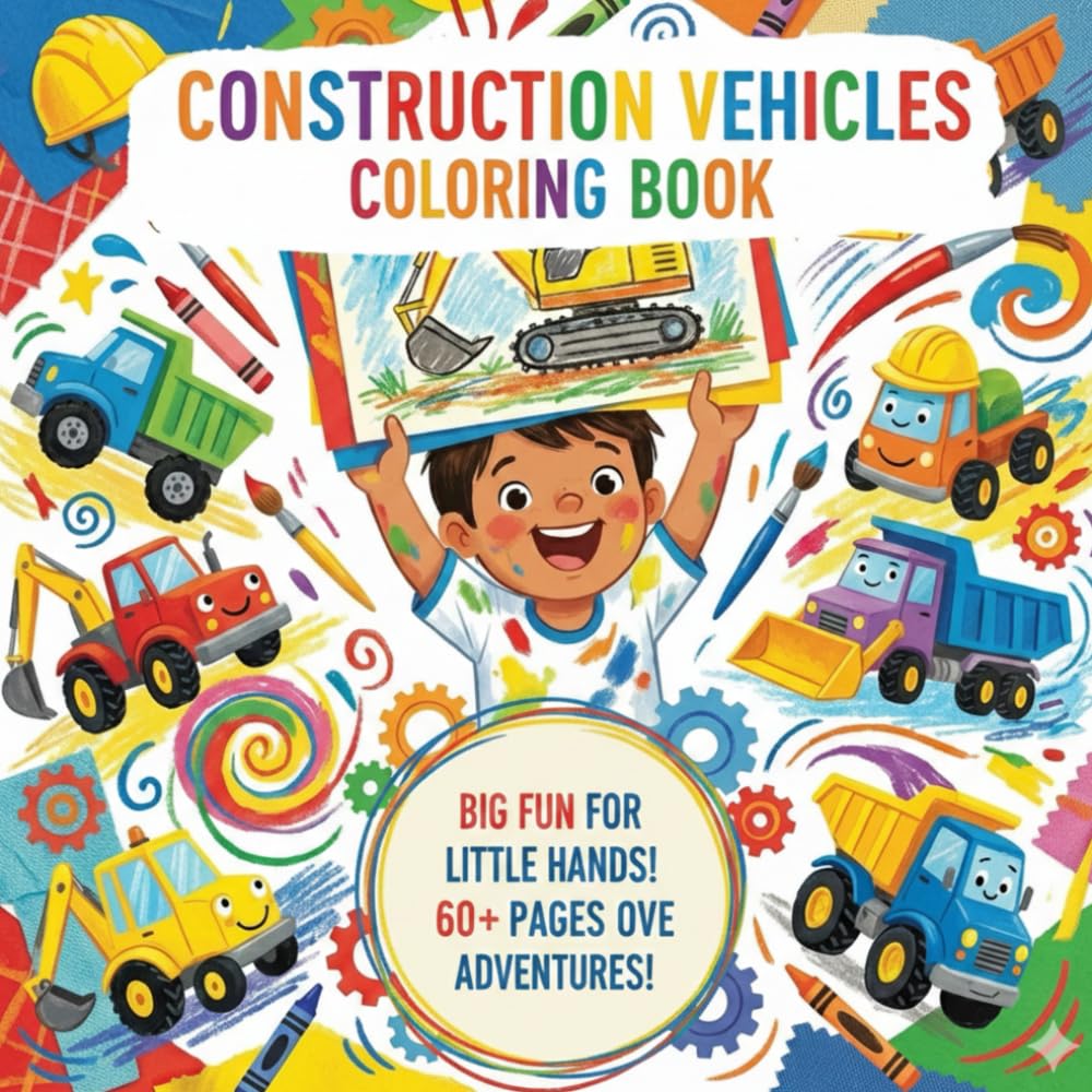 Construction Vehicles Coloring Book for Kids Bulldozers, Dump Trucks, Excavators, Cranes and More Fun Machines for Ages 4–8: Construction Trucks and Machines Coloring Book Exciting, gift