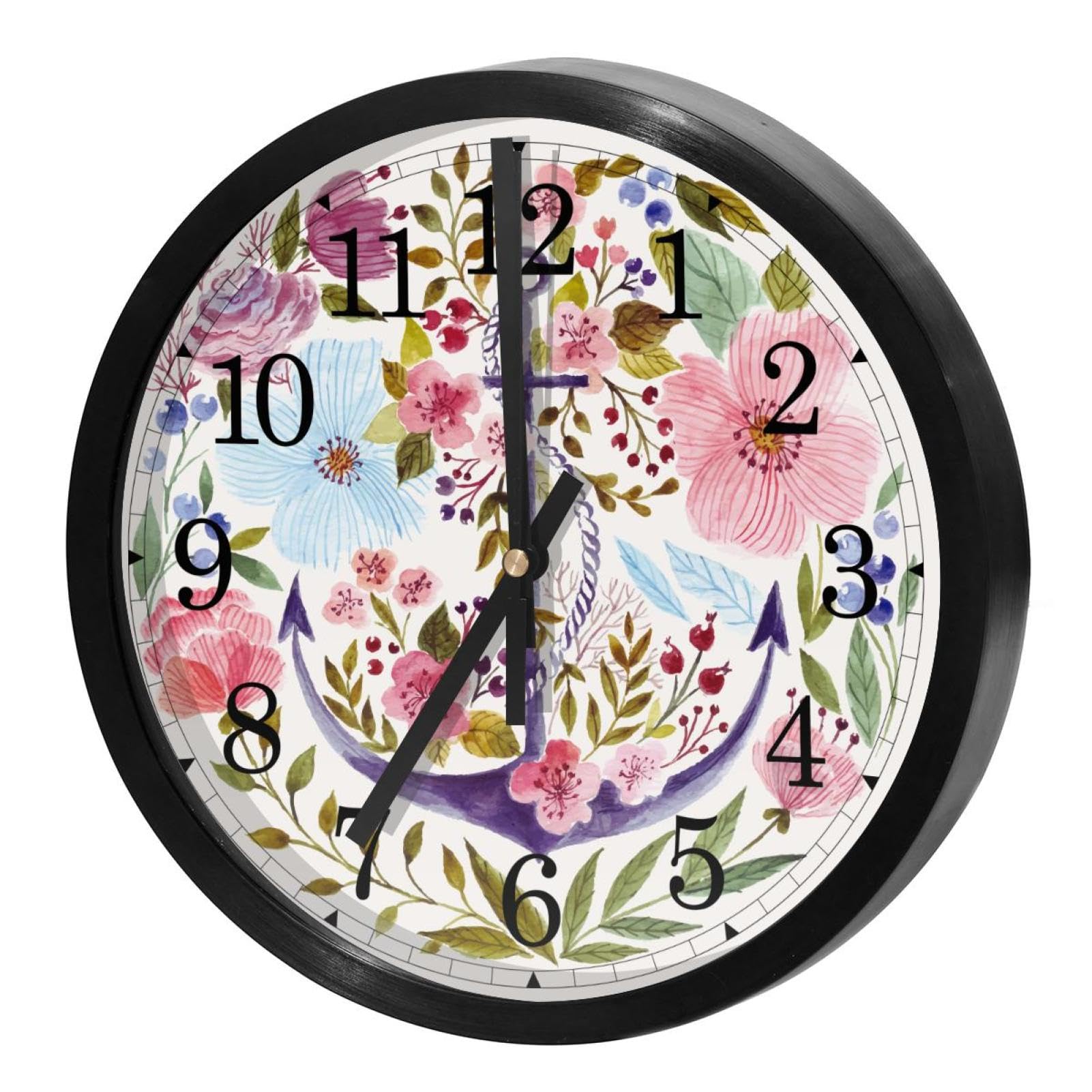 Horloge murale silencieuse ancre avec fleurs une idée cadeau originale pour la maison