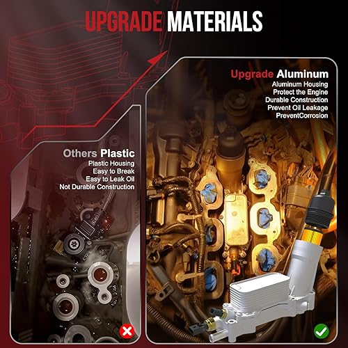 Miniatura 8 de Adaptador de carcasa de filtro de aceite de aluminio para Jeep Cherokee Wrangler JK, Chrysler 300 Pacifica, Dodge Durango Journey Charger Challenger