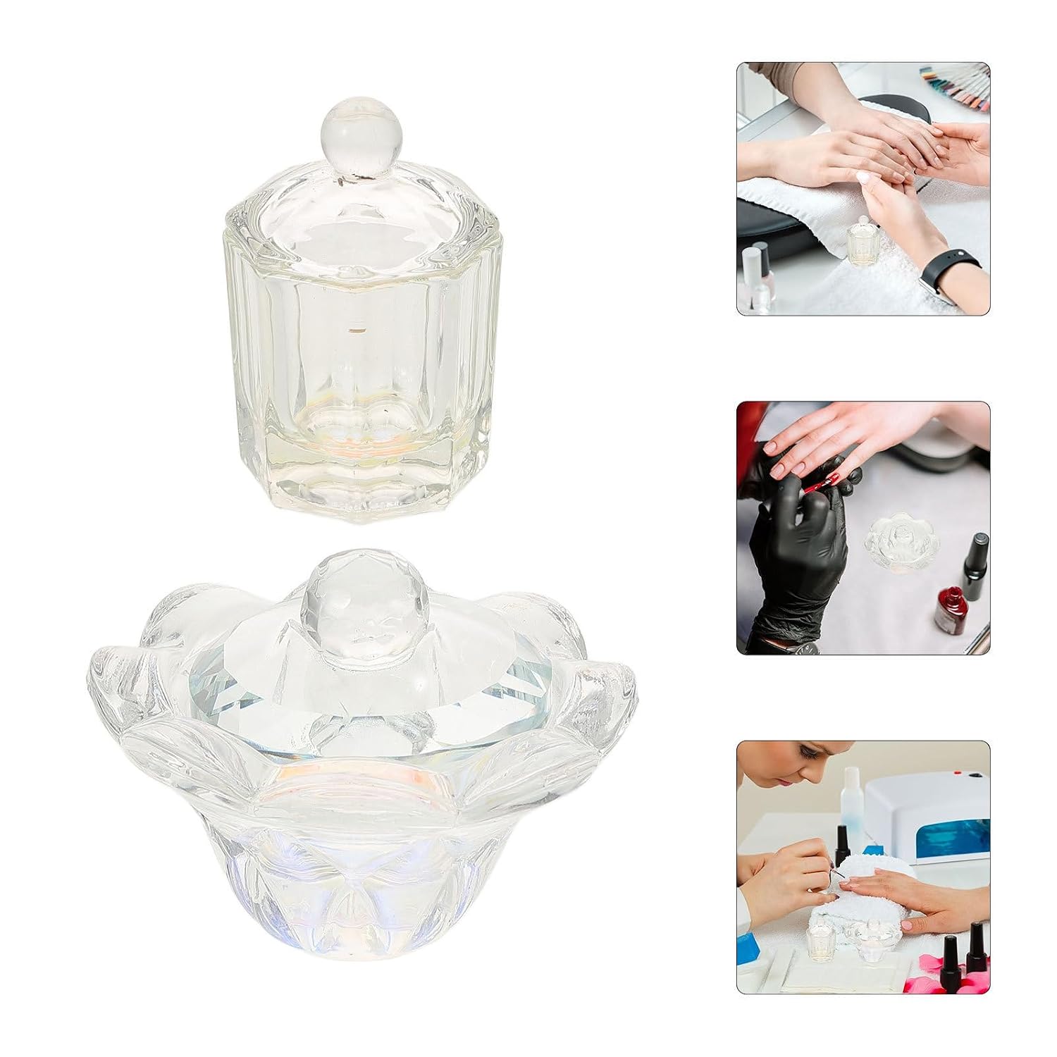 2pcs Glass Pen Cleaning Cup for Nail Art, Manicure Accessory