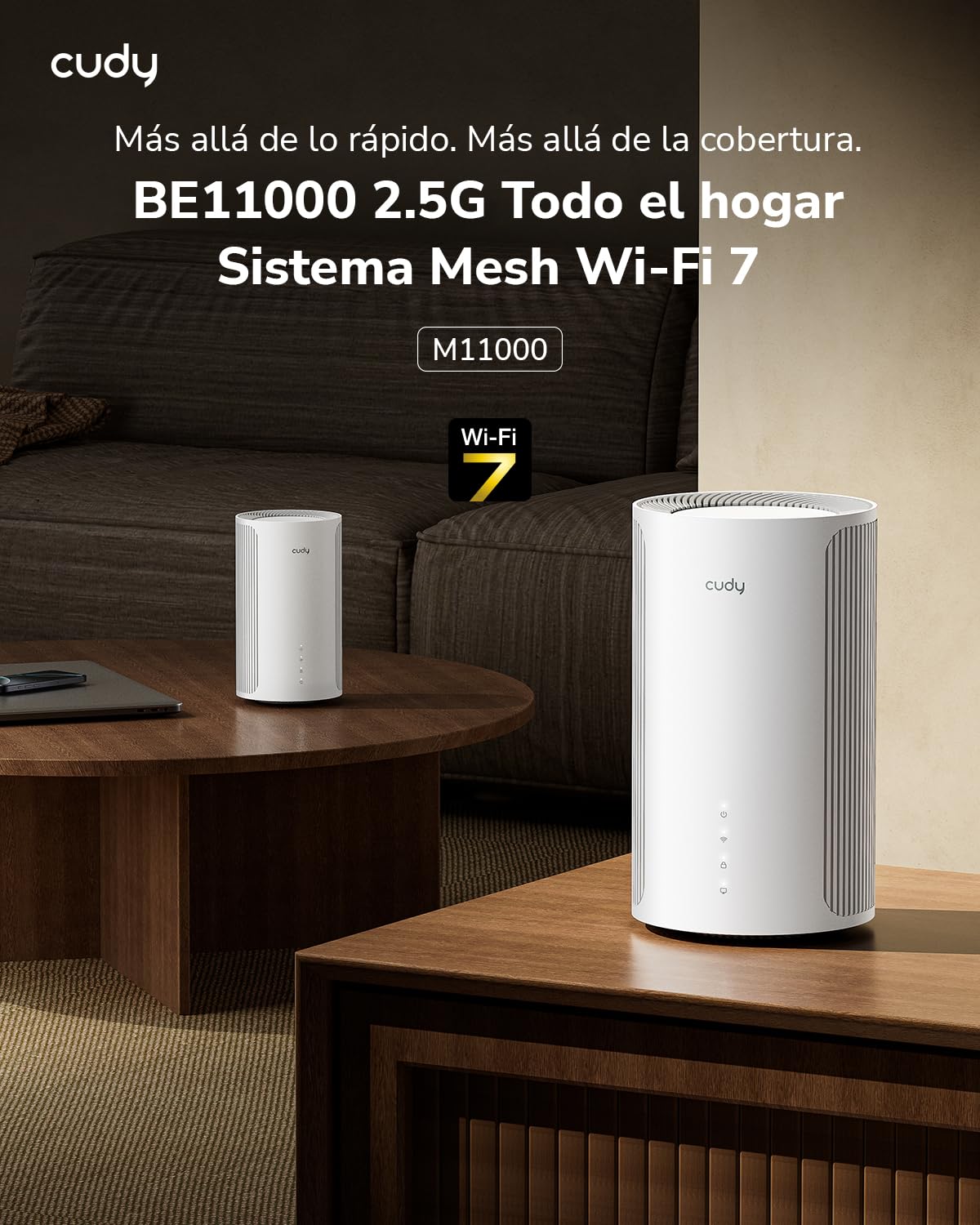 Cudy Tri-Band WiFi 7 BE11000 Sistema de malla 6 transmisiones 10 Gbps, 4 puertos 2.5G, MU-MIMO, Multi-VPN, Cudy APP, antenas inteligentes, M11000, paquete de 2