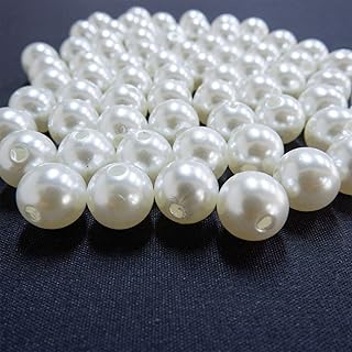 Maiitmorパールビーズ 樹脂パール パール パーツ ネイルアートパールアクセサリー 12mm 両穴150個 ベージュ パール ホワイト メガネチェーン マスクチェーン グラスチェーン DIY用品