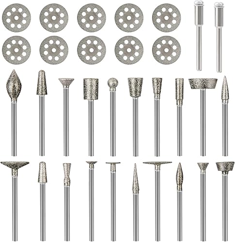 Juego de fresas de diamante para Dremel, herramienta rotativa, muela de corte de piedra de vidrio, azulejos, joyas, grabado, grabado en roca,