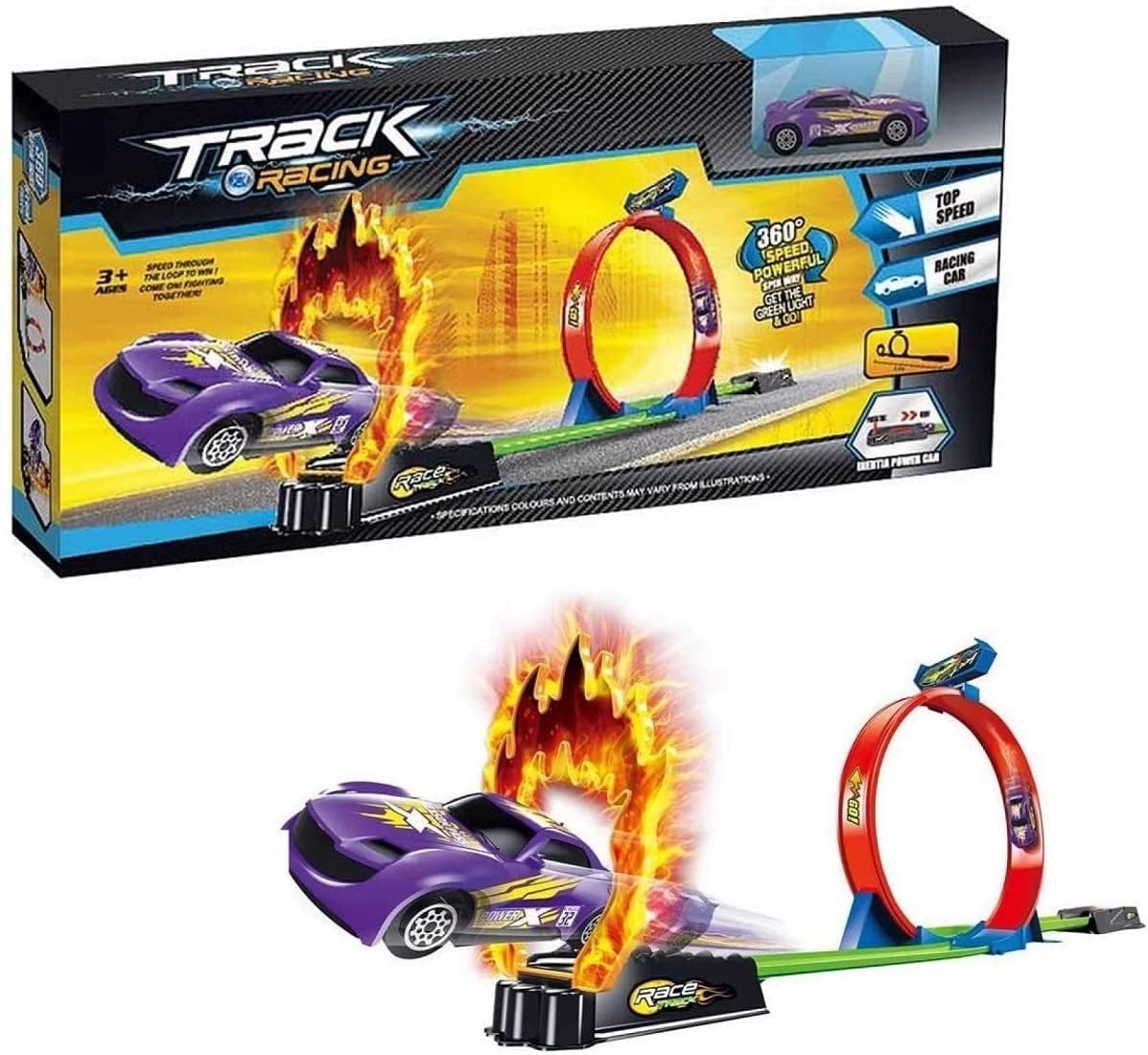 Track with Car Toy Set for Kids Age (5-10) &Launcher Make 360 Degree Spin Way Powerful/Inertia Powerd Car Racing Track Toy Set-image-15