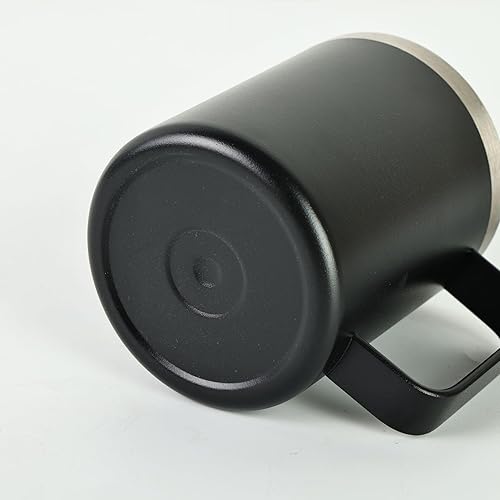 Miniatura 7 de Taza de café de 12 onzas con asa, vaso de doble pared aislado de acero inoxidable Lowball que mantiene el calor y el frío (negro)