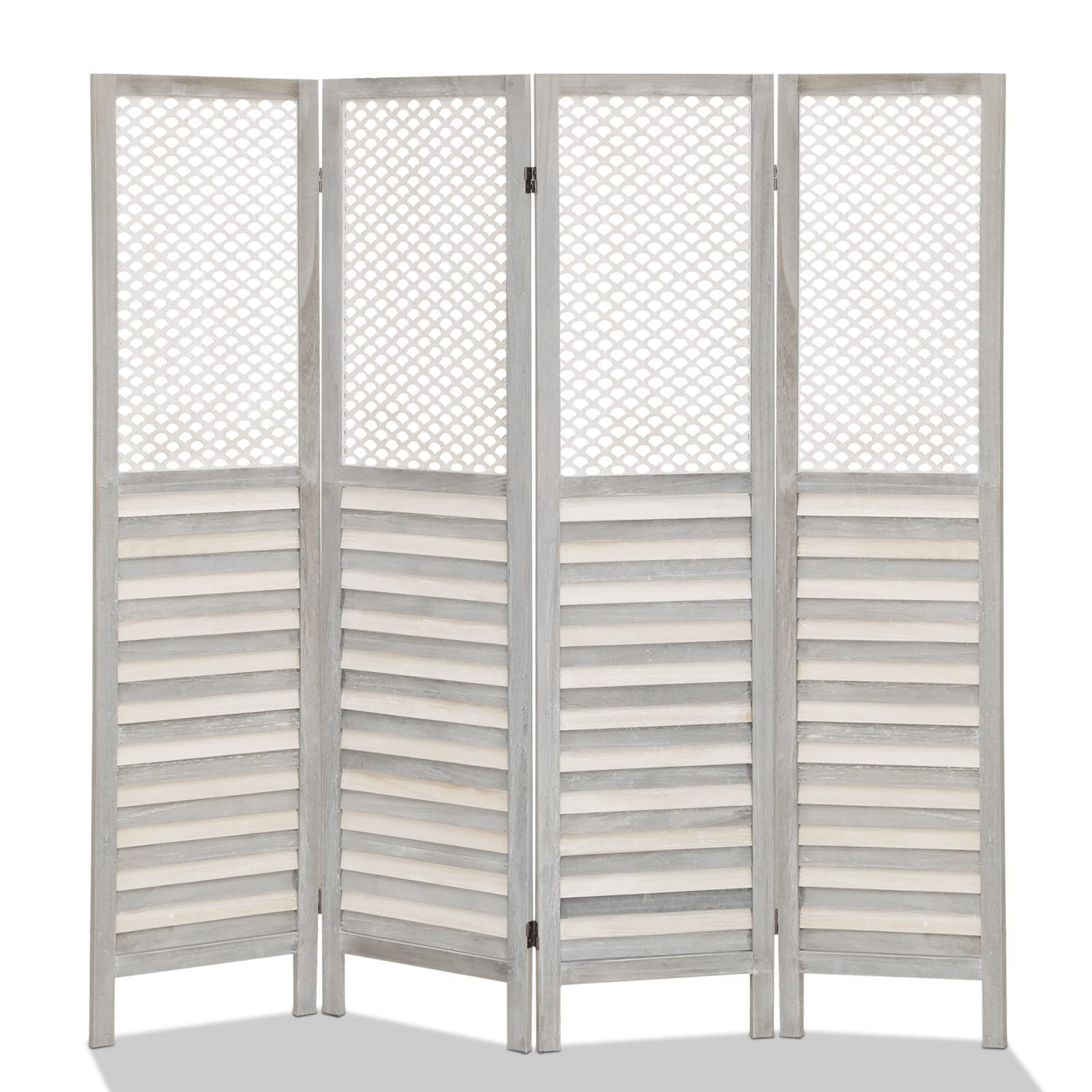 Buy 4 Panel Room Divider 5.6FT Tall Wood Carved Room Divider and