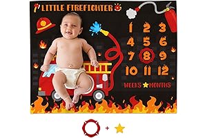 Fire Truck Milestone Blanket for Baby Boys