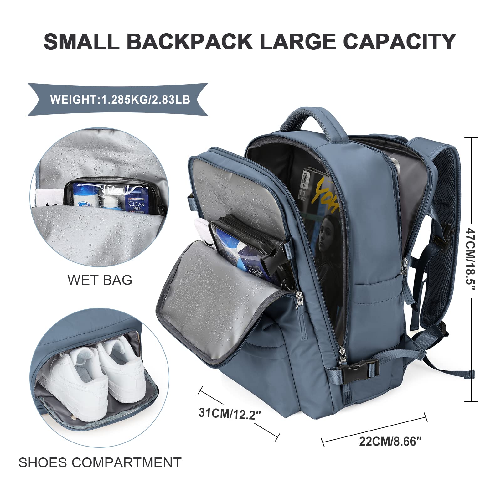 SZLX Borse da Cabina per Easyjet 45x36x20 Zaino da Viaggio Donna Ryanair 40x20x25 Bagaglio a Mano con porta usb zaino da viaggio aereo bagaglio a mano zaino per laptop Casual Daypack
