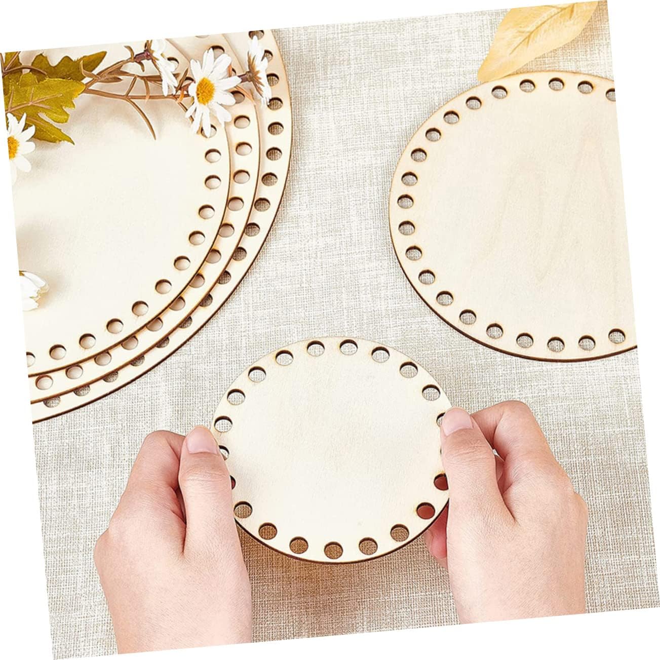 BELLIFFY 15pcs Wooden Crochet Bag Bottoms for Knitting Shaping Base with Holes for Handmade Handbags Purses