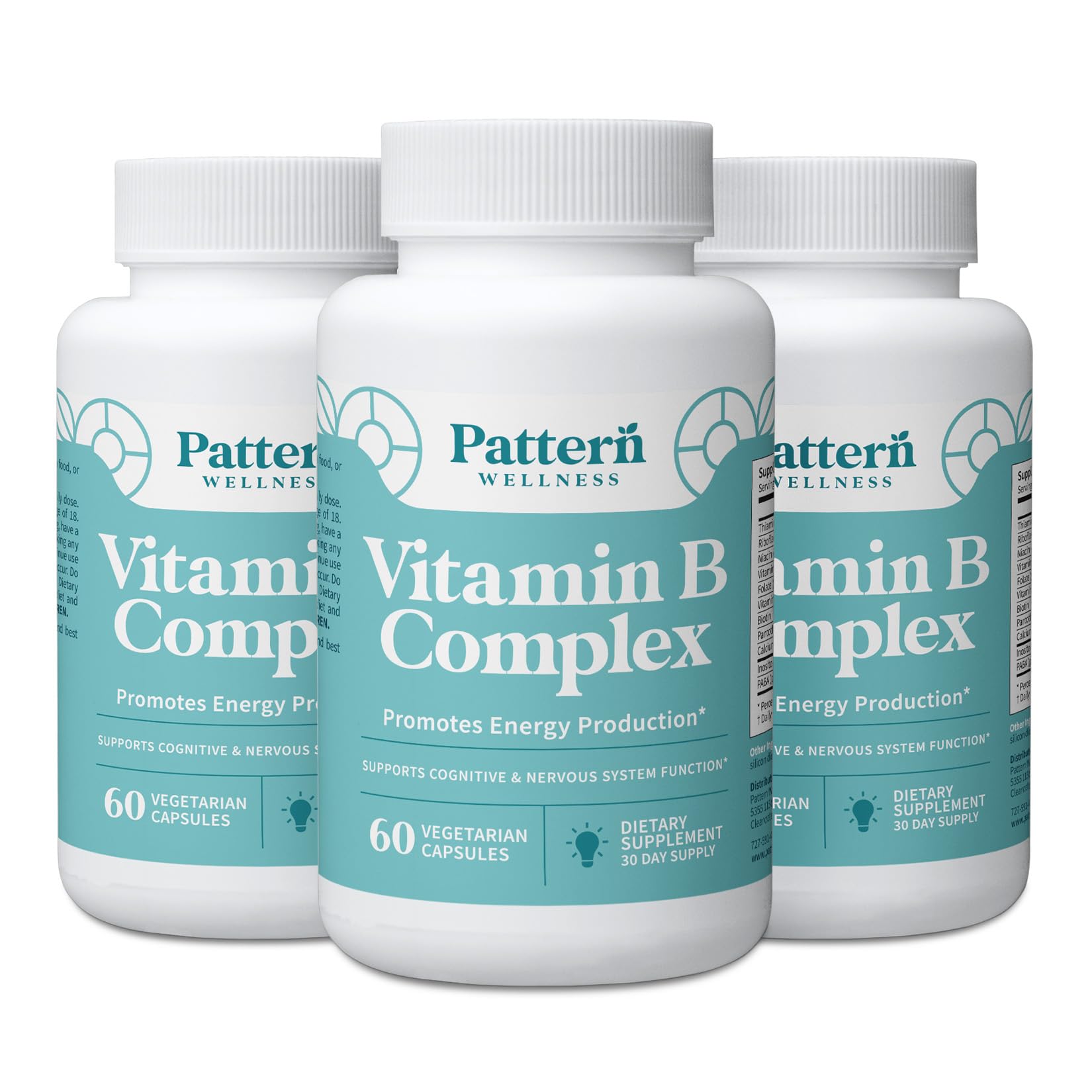 Pattern Wellness Vitamin B Complex Supplement – 180 Capsules 60 Count (Pack of 3)