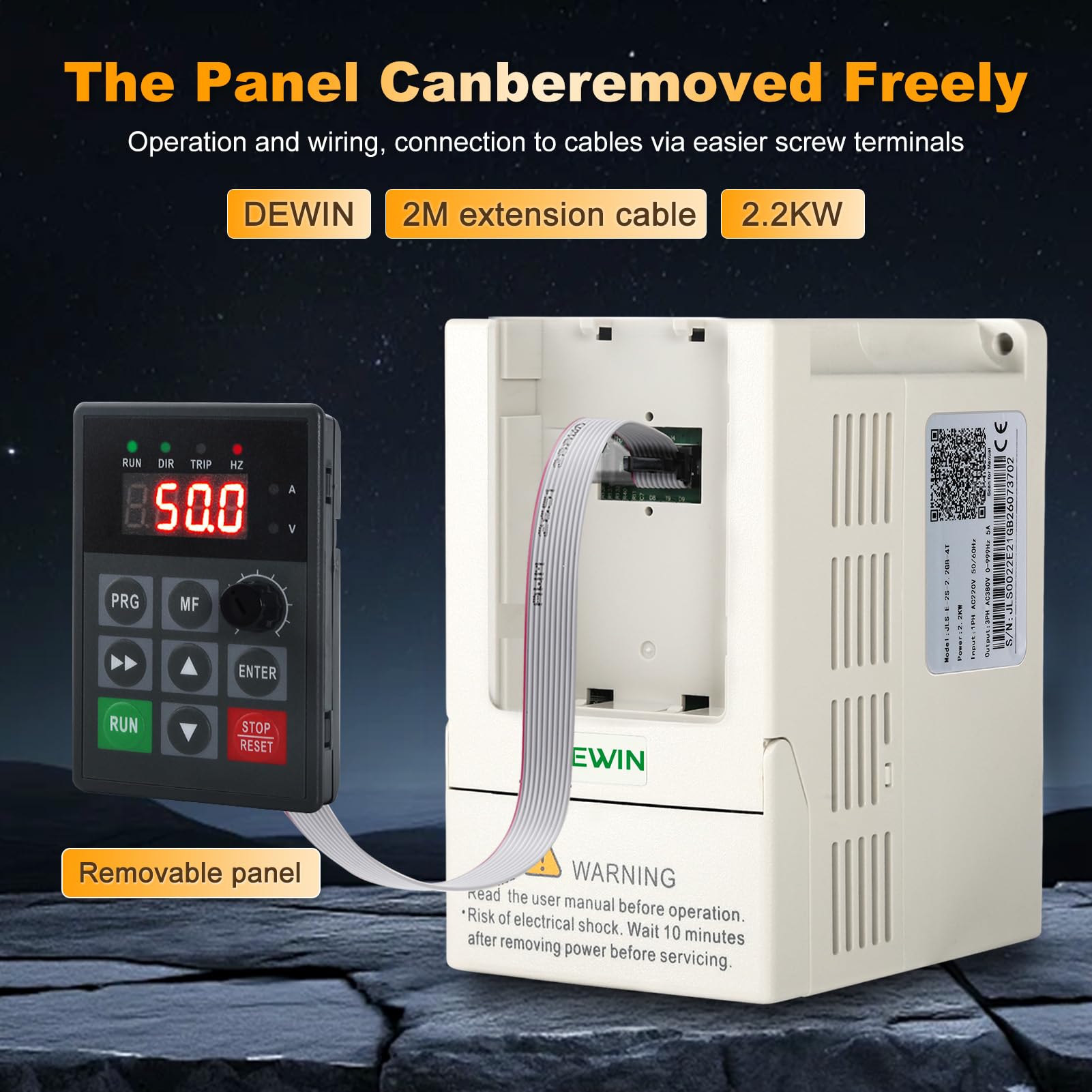 DEWIN Variador de frecuencia 220 a 380 2,2KW 3HP VFD