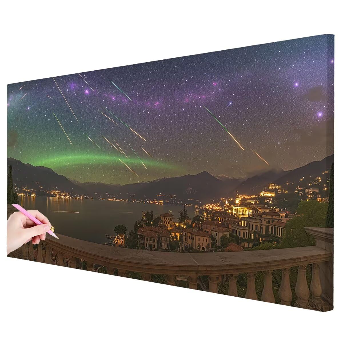 Duża sztuka diamentowa, gwiaździsta noc, 120 x 60 cm, zestawy do malowania diamentami 5D dla dorosłych, DIY, sztuka z klejnotami zorzy polarnej dla dorosłych, pełne okrągłe wiertło, kryształowe