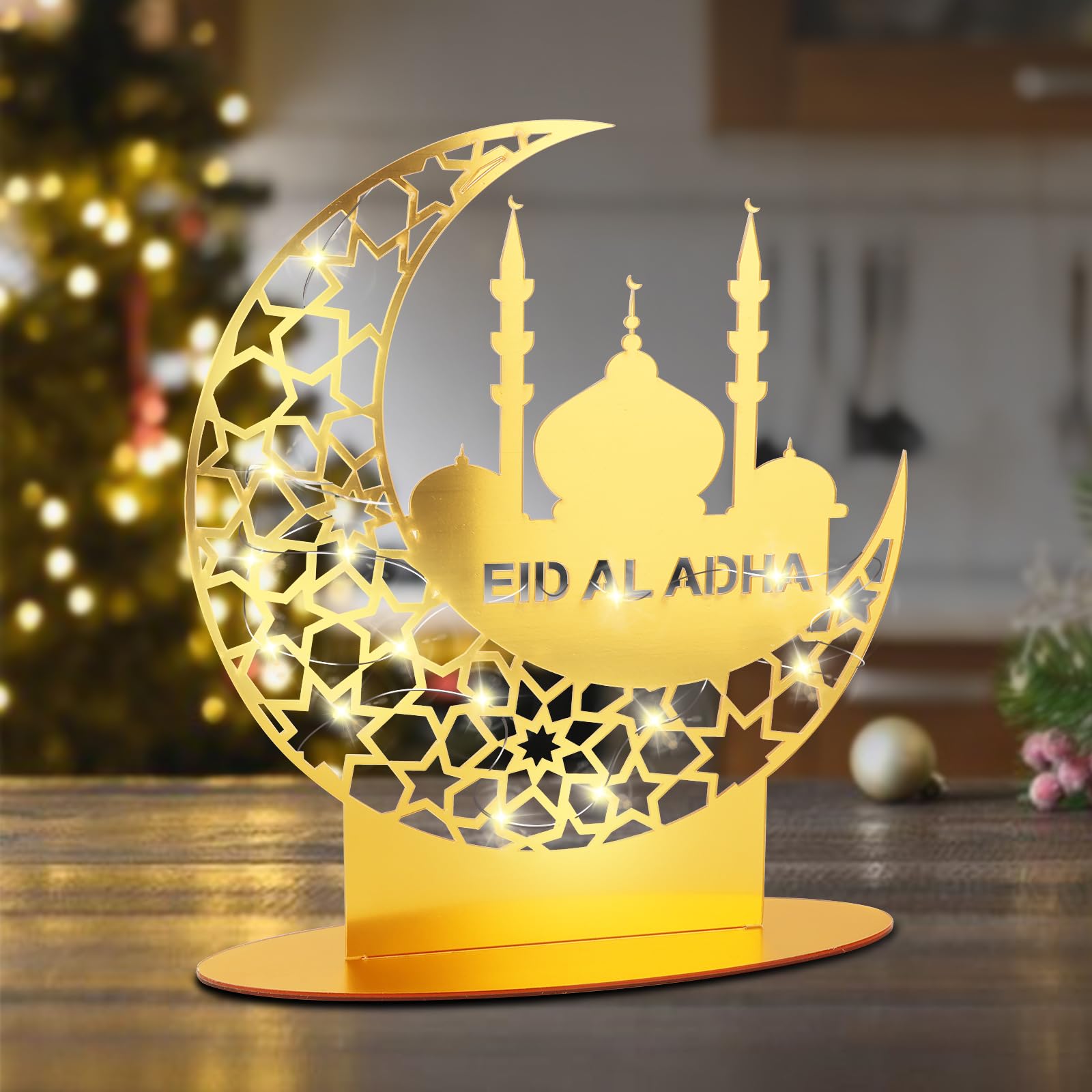 3er-Set Ramadan Deko Lampen – LED Mondlampen Aus Acryl, Gold, Eid Mubarak Dekoration, Für Tisch & Raum – Festliches Licht Für Zu Hause!