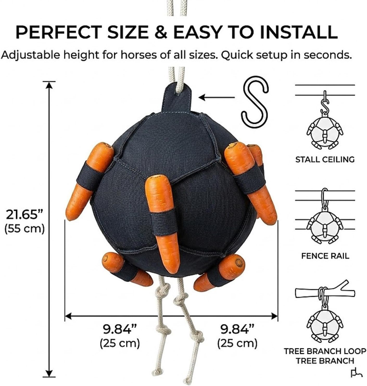 Horse Treat Ball Feeder Toy | Hay Ball for Boredom Relief | Interactive Carrot Feeder & Enrichment Toy for Horses, Goats, Livestock | Hanging Stable Toy for Slow Feeding (2 Pcs)