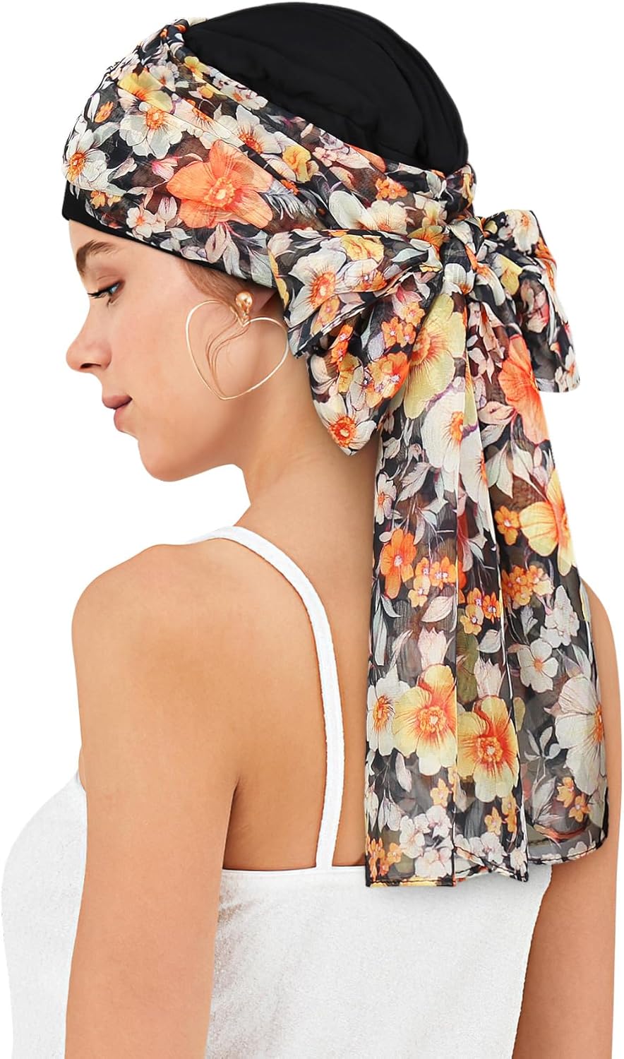 Chemo Hats for Women – Extra Long 47" Chiffon Scarf – Soft Cancer Headwear for Hair Loss – Stylish Chemo Caps - Image 3