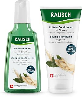 Coffein-Set mit Ginseng bei Haarausfall – Reinigung & Stärkung der geschwächten Haarwurzeln – hergestellt in der Schweiz mit Ginseng-, Guarana-Extrakt