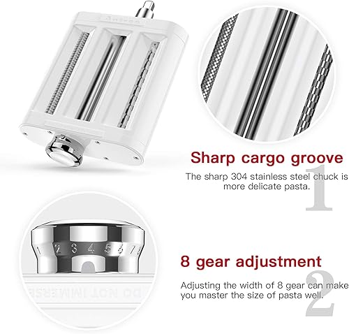 Miniatura 3 de ANTREE Accesorio para hacer pasta para batidoras KitchenAid con rejilla de secado de pasta y cepillo de limpieza, juego 3-1 incluye rodillo de hojas