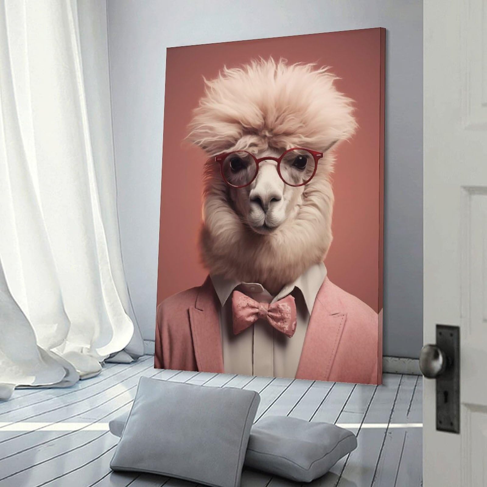 Junmoney Wall Picture Print Alpaca Funny Animal, 20x30inch(50x75cm), for Living Room, Bedroom, Office Or Hallway, A Flexible Wall Accent for Shared Spaces