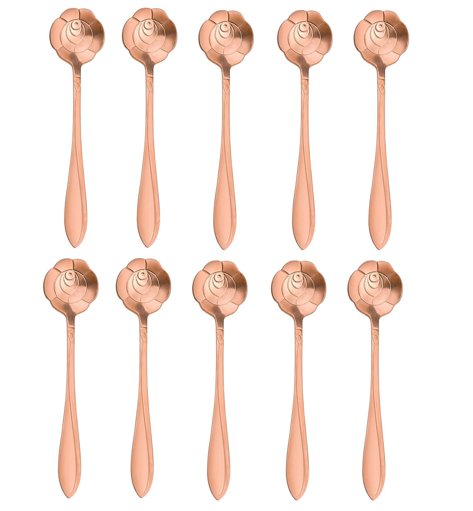 SZLFSX20 Pieces Stainless Steel Rose Flower Coffee Spoon Dessert Spoon Sugar Spoon Ice Cream Spoon Stirring Spoon Tea Spoon Milkshake Spoon Set for Tableware Kitchen, Cafe or Bar Rose Gold