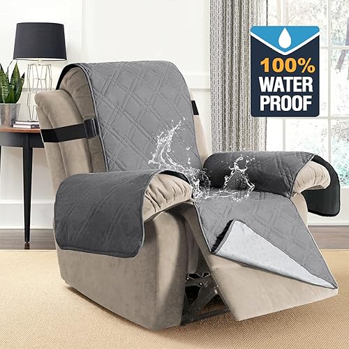 Miniatura 2 de H.VERSAILTEX - Funda protectora para sillón reclinable 100% impermeable, acolchada, con correa elástica y parte posterior con huellitas de silicón