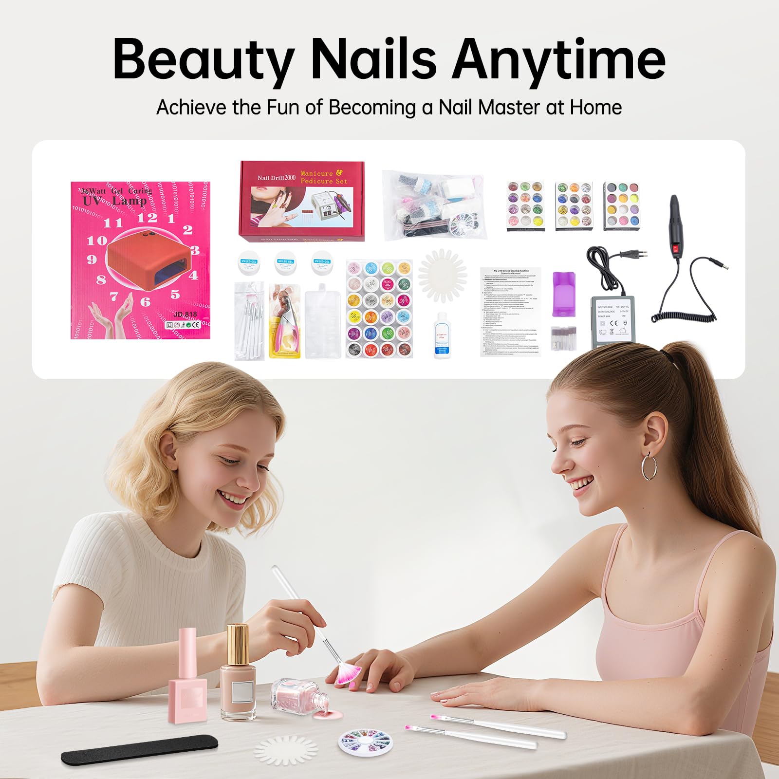 Juego completo de manicura de 36 W, con cortaúñas, extensión de uñas para kit de iniciación