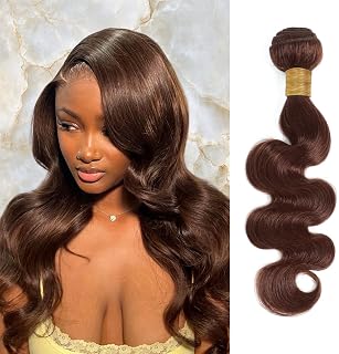 Chocolate Brown Body Wave Single Bundle Human Hair 18 Inch, 12A Soft Glossy 100% Unprocessed Remy Virgin Hair 1 Bundle Wavy. Classy Colored #4 Dark Medium Brown Weaves Sew In Extension