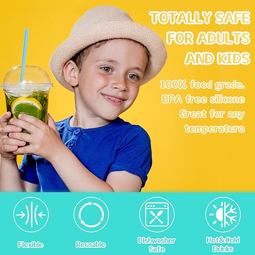 Miniatura 4 de Mumufy Juego de 10 popotes de silicona con estuche, popotes reutilizables, pajitas plegables para viaje, pajitas portátiles plegables para fiestas,