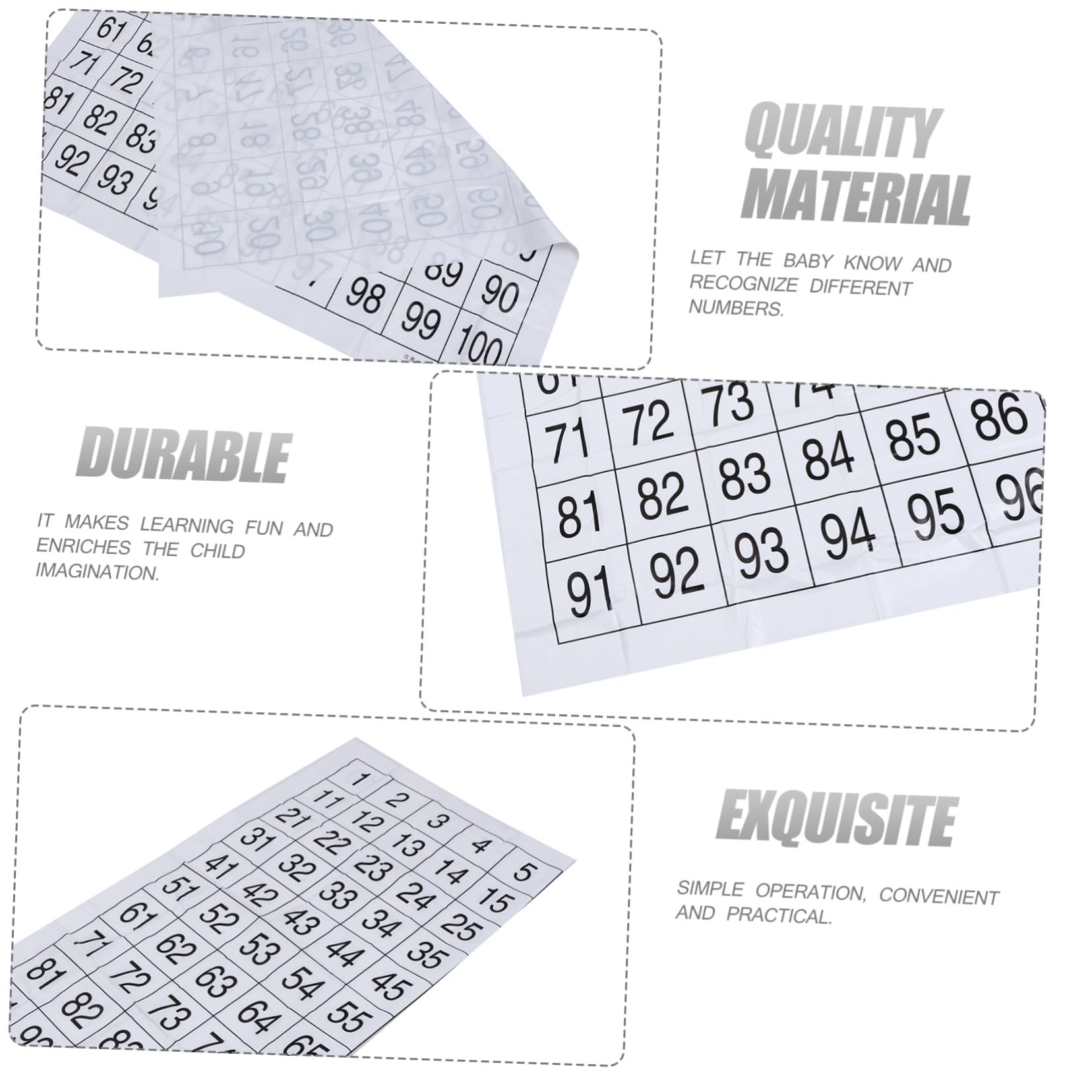 Hemobllo Poster Educativo Numeri da 1 a 100 in Plastica Leggera, Tabella Murale Numeri per Ragazzo Ragazza, Strumento Didattico per Scuola Materna e Apprendimento Precoce