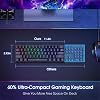 Teclado gamer mecánico alámbrico 60% con switches azules, retroiluminación LED | 61 teclas ultracompacto mini portátil para PC/Mac/Xbox, 18 modos de retroiluminación LED, fácil de llevar de viaje, negro 7