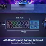 Clavier Mécanique de Jeu Portable 60%, Clavier Filaire Gamer 60% avec Interrupteurs Bleus, Rétroéclairage LED Personnalisable, 61 Touches Clavier Mini Ultra-Compact pour PC/Mac/Xbox, Facile à Transporter en Voyage