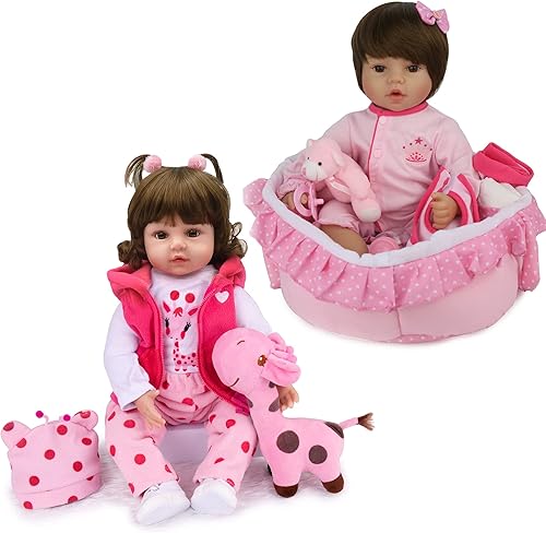 Miniatura 1 de CHAREX Paquete de 2 muñecas de bebé Reborn de 18 pulgadas muñecas realistas de bebé recién nacidas accesorios de regalo realistas