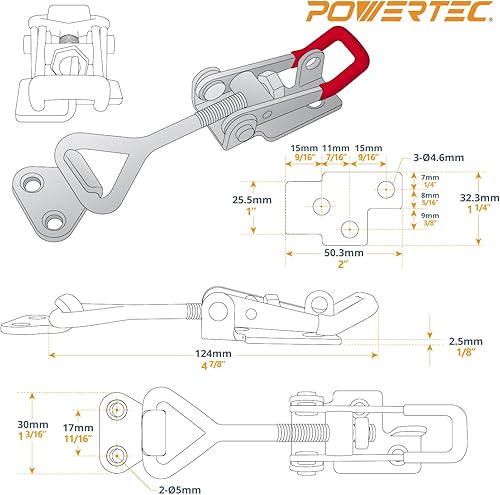 Miniatura 6 de POWERTEC 20333 - Abrazadera de palanca de tracción de 4002-400 libras, capacidad de sujeción, 4 unidades