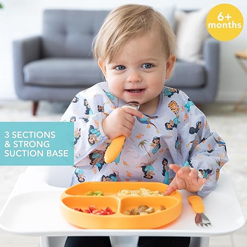 Miniatura 2 de Bumkins Platos de succión para bebés y bebés, plato de agarre de silicona para bebés y niños, destete LED para bebés, suministros de alimentación