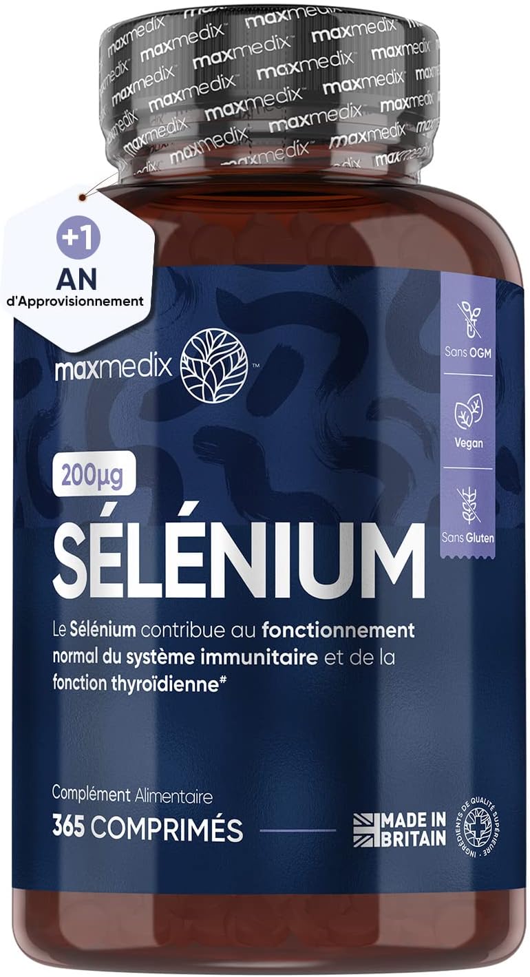 Sélénium (L Sélénométhionine) 365 Comprimés Vegan, 200mcg Dosage