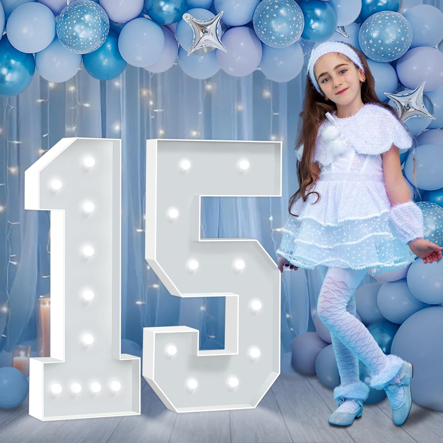 HITINO 3FT Marquee Numbers 40, Cool White Light Up Numbers, 3 Feet Tall Mosaic Number for 40th Birthday Party Decorations, Pre-Cut Foam Cardboard for Balloons Backdrop Anniversary Wedding Decor