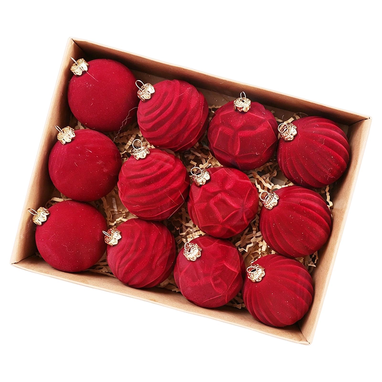 12pcs Colorful Sphere Ornament Flocking Baubles for Festival Tree Embellishment Hanging Christmas Tree Accessories Christmas Ornaments Colorful Flocking Baubles