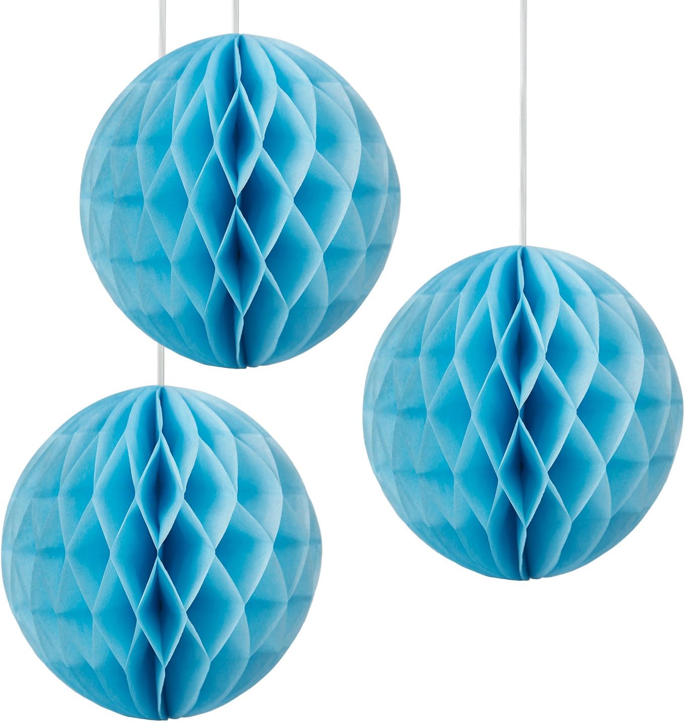 Floral Reef Set of 3 - 8" Sky Blue Tissue Paper Honeycomb Ball Pom Pom Flower Hanging Home Decoration Party Wedding Halloween