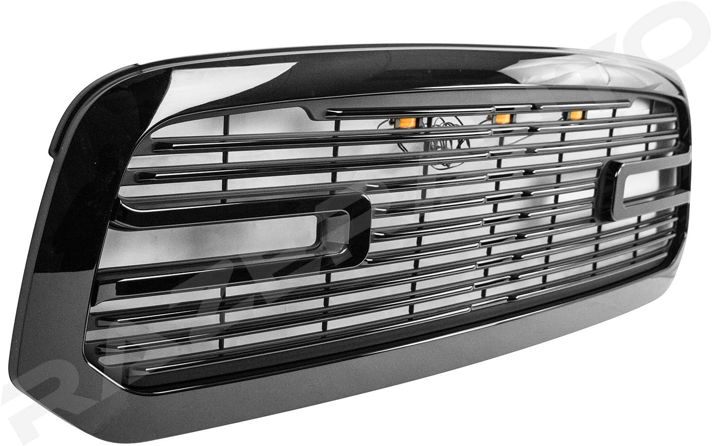 Complete Factory Replacement Grille Shell for 13-18 Dodge RAM 1500/2019 Ram 1500 "Classic (Old Body Style) Big Horn II Replacement Grille - Gloss Black Shell with Matte Black Insert