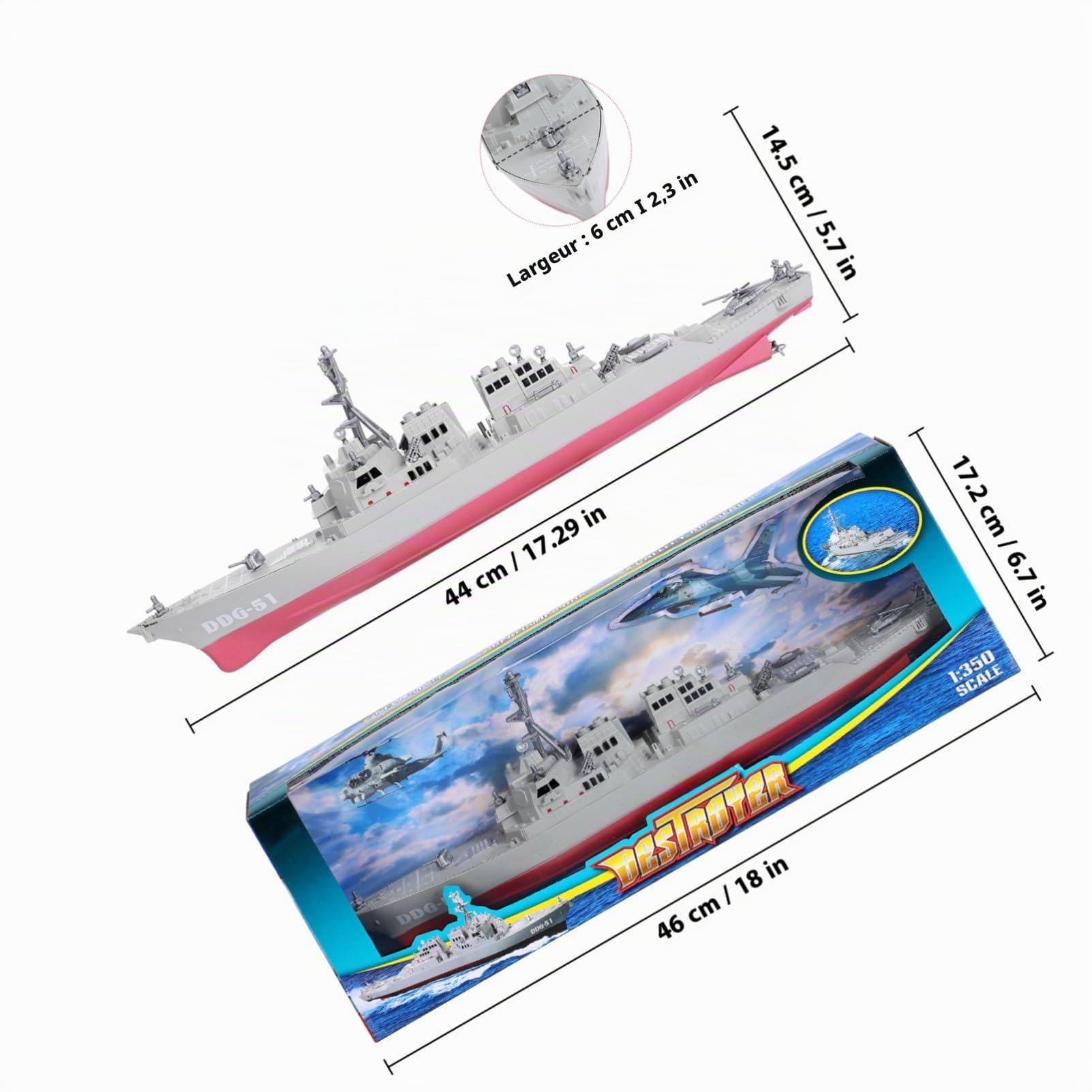 NOLITOY Maquette Bateau de Guerre en Plastique Blanc Modèle Navire Militaire pour Décoration de Chambre et Cadeau d'anniversaire Garçon