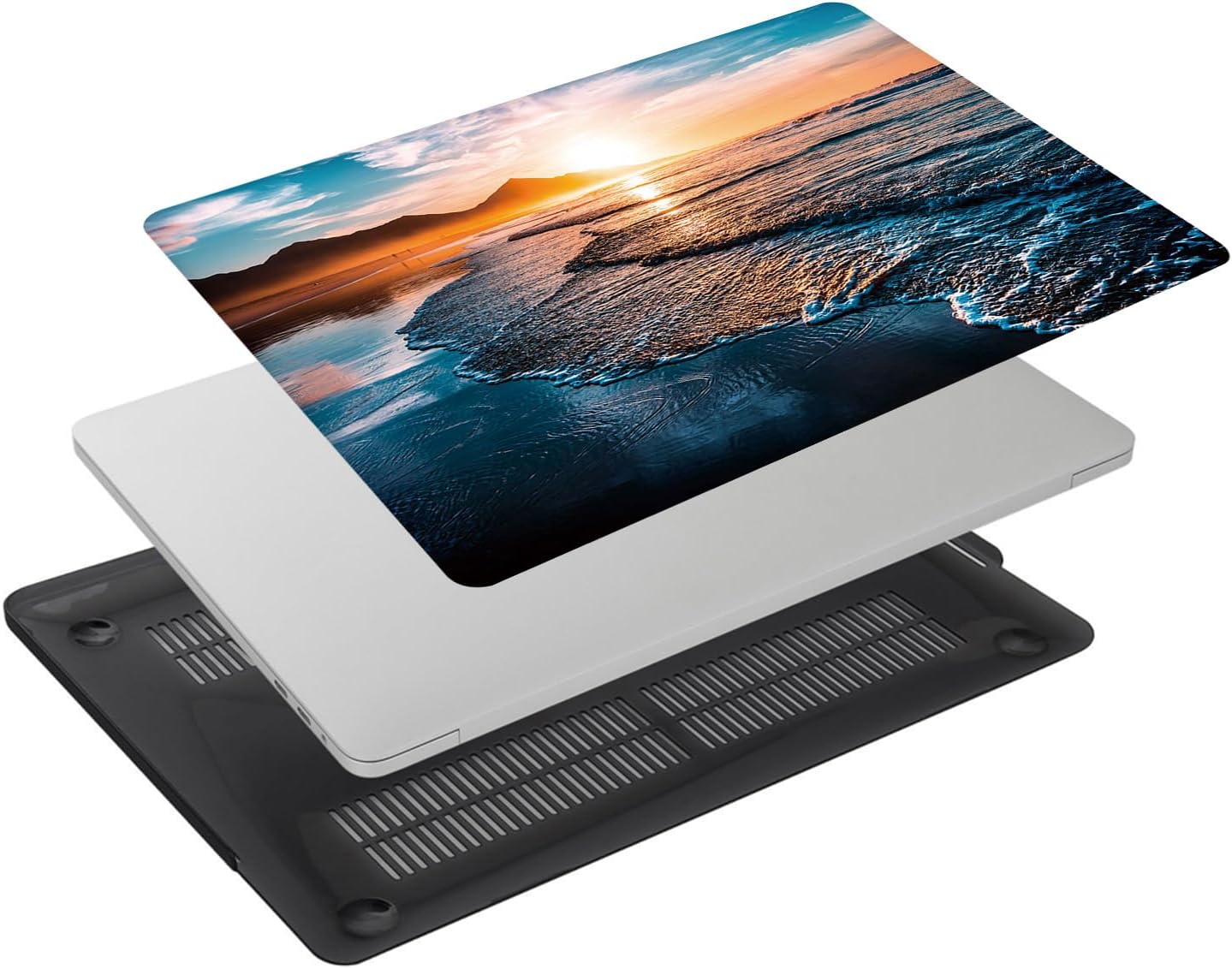 Case Compatible with MacBook Pro 16 Inch Case 2020 2019 Release Model A2141 with Touch Bar and Touch ID, Plastic Hard Shell Case Cover & Keyboard Cover Skin & Sleeve Bag, Beach