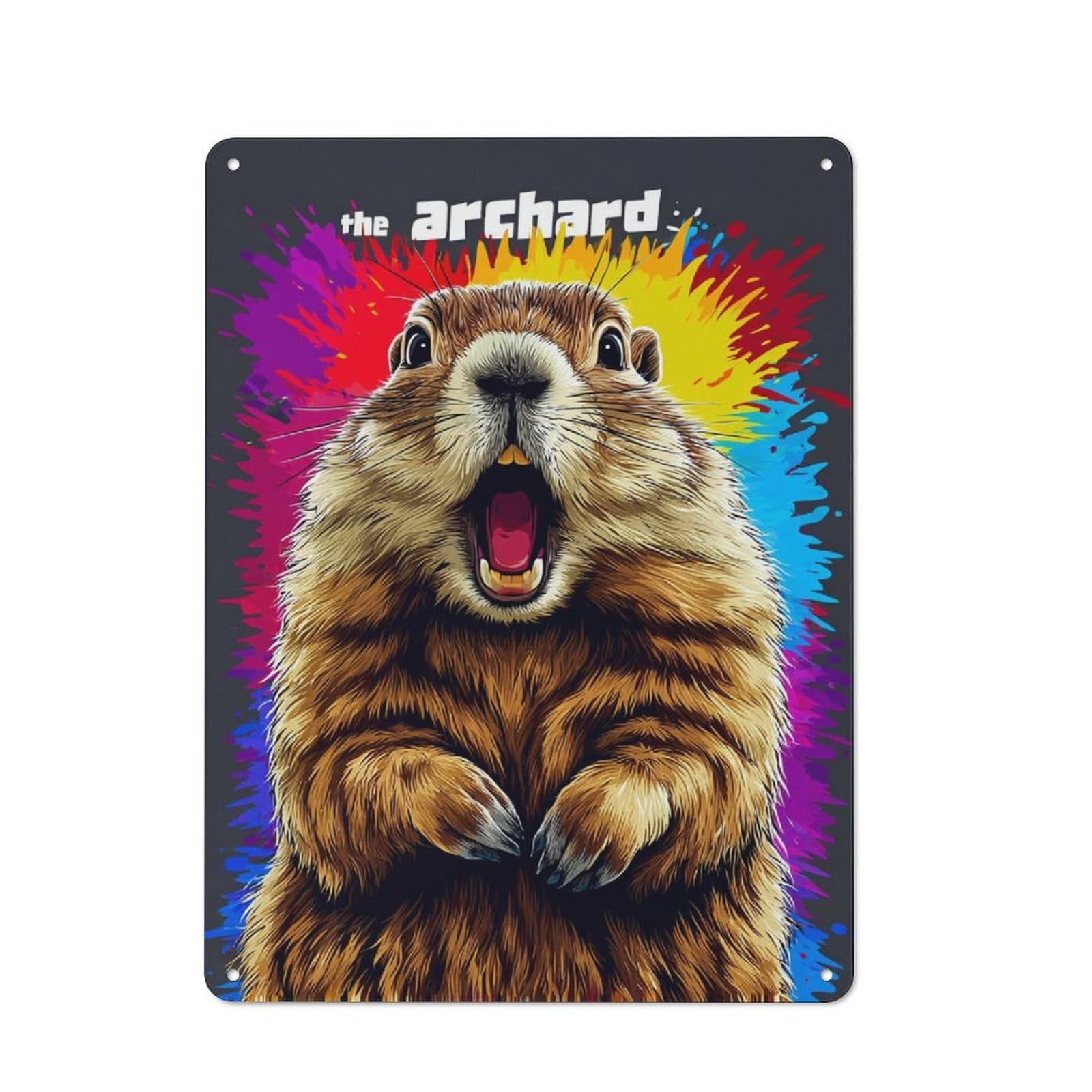Junmoney Colorful Groundhog Illustration 40X30cm Retro-Style Tin Sign With For Café Or Restaurant, Winter Wall Decor For Hospitality Interior Collectors